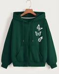 BOTTLE-GREEN ZIPPER HOODIE