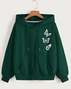 BOTTLE-GREEN ZIPPER HOODIE